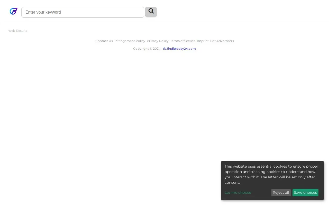 Landing page screenshot