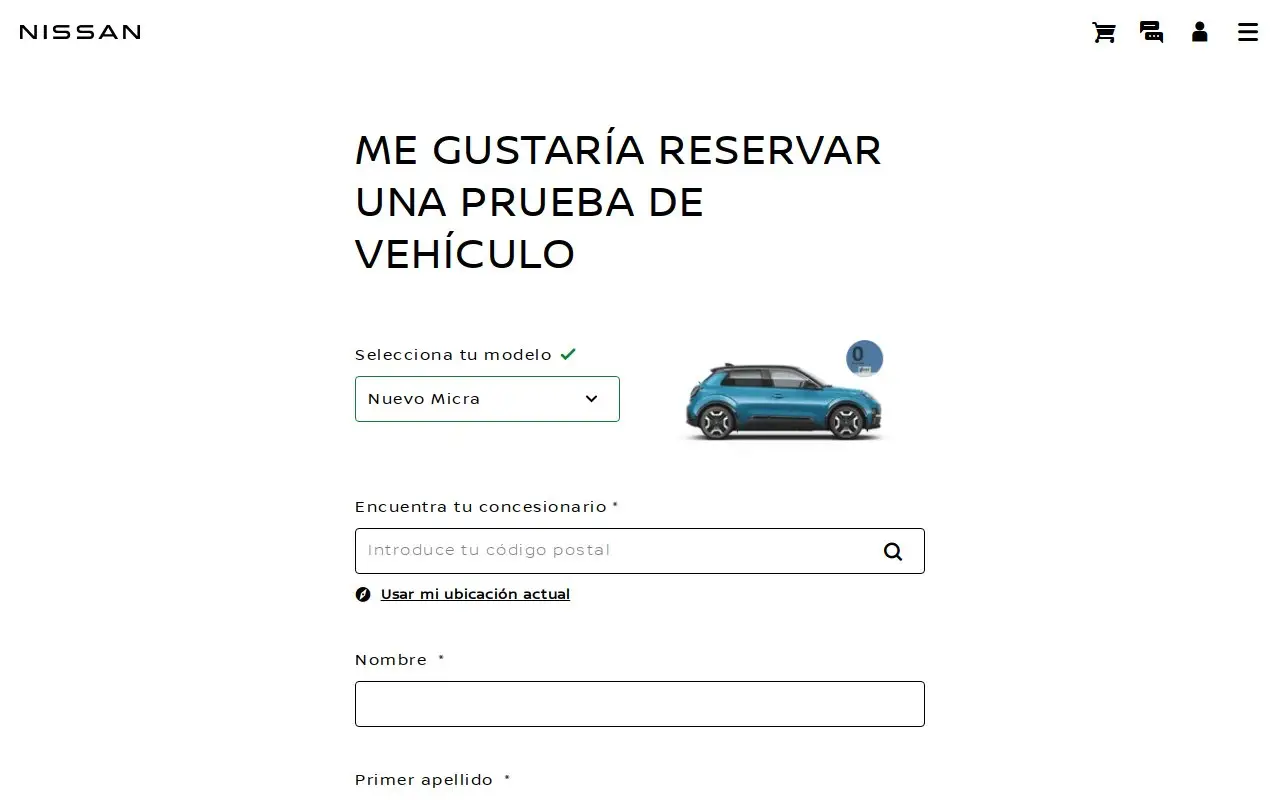 Landing page screenshot