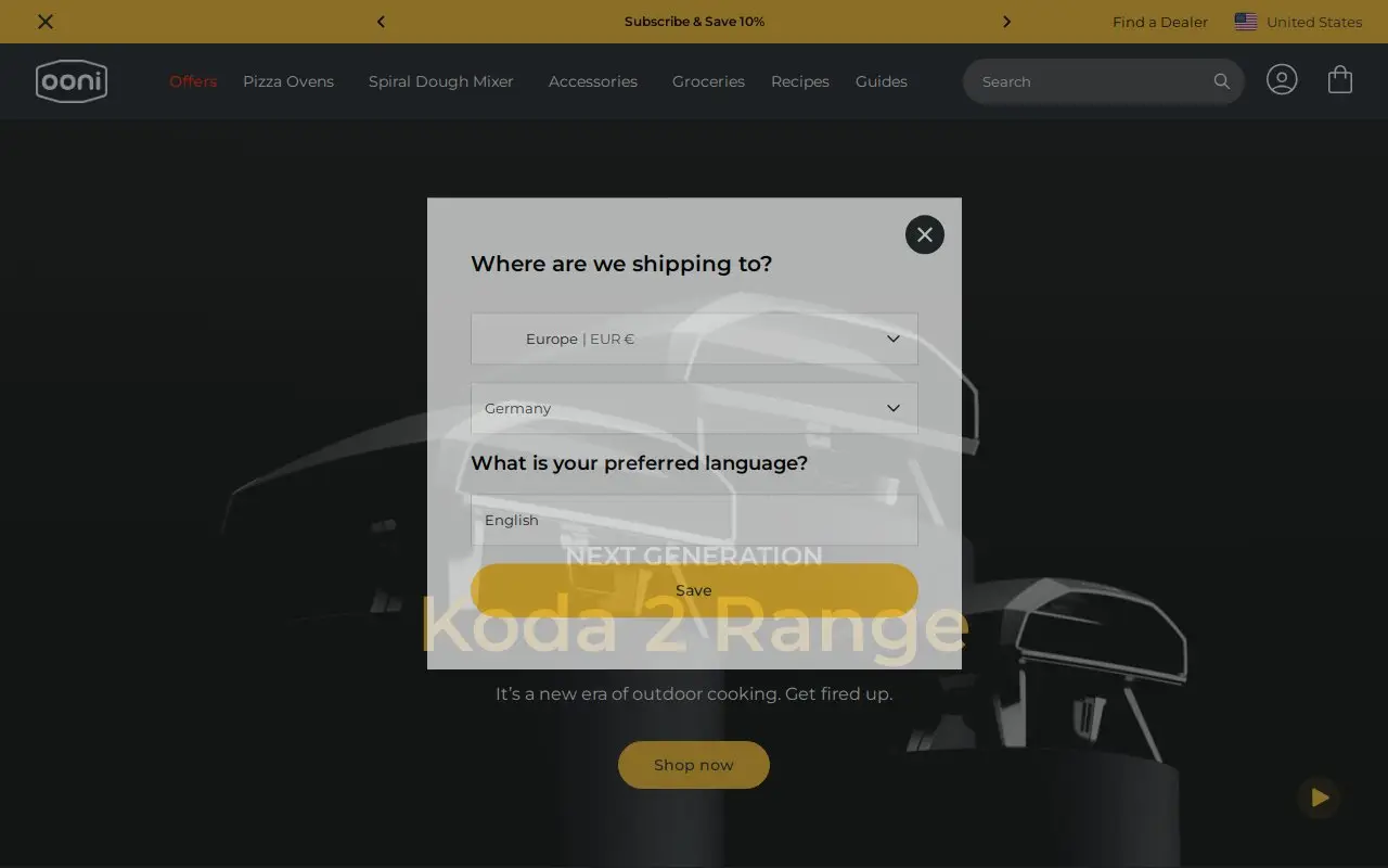 Landing page screenshot