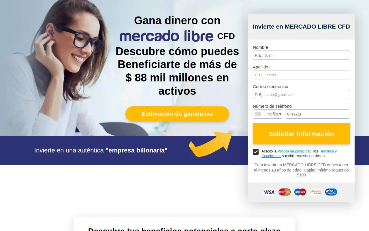 Landing page screenshot