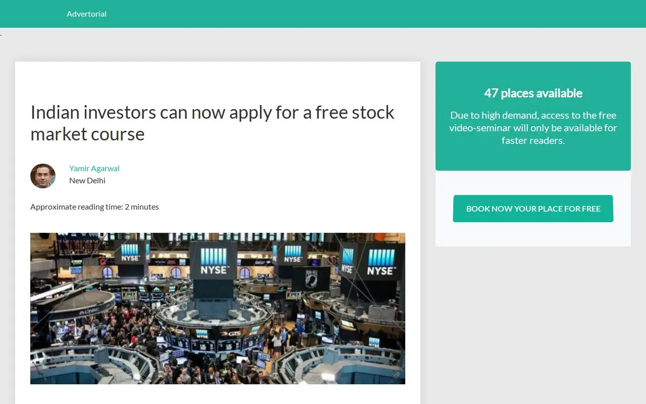 Landing page screenshot