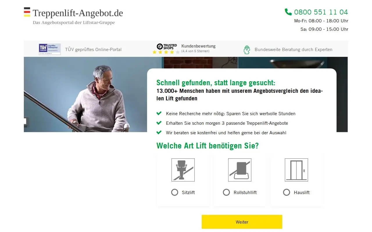 Landing page screenshot