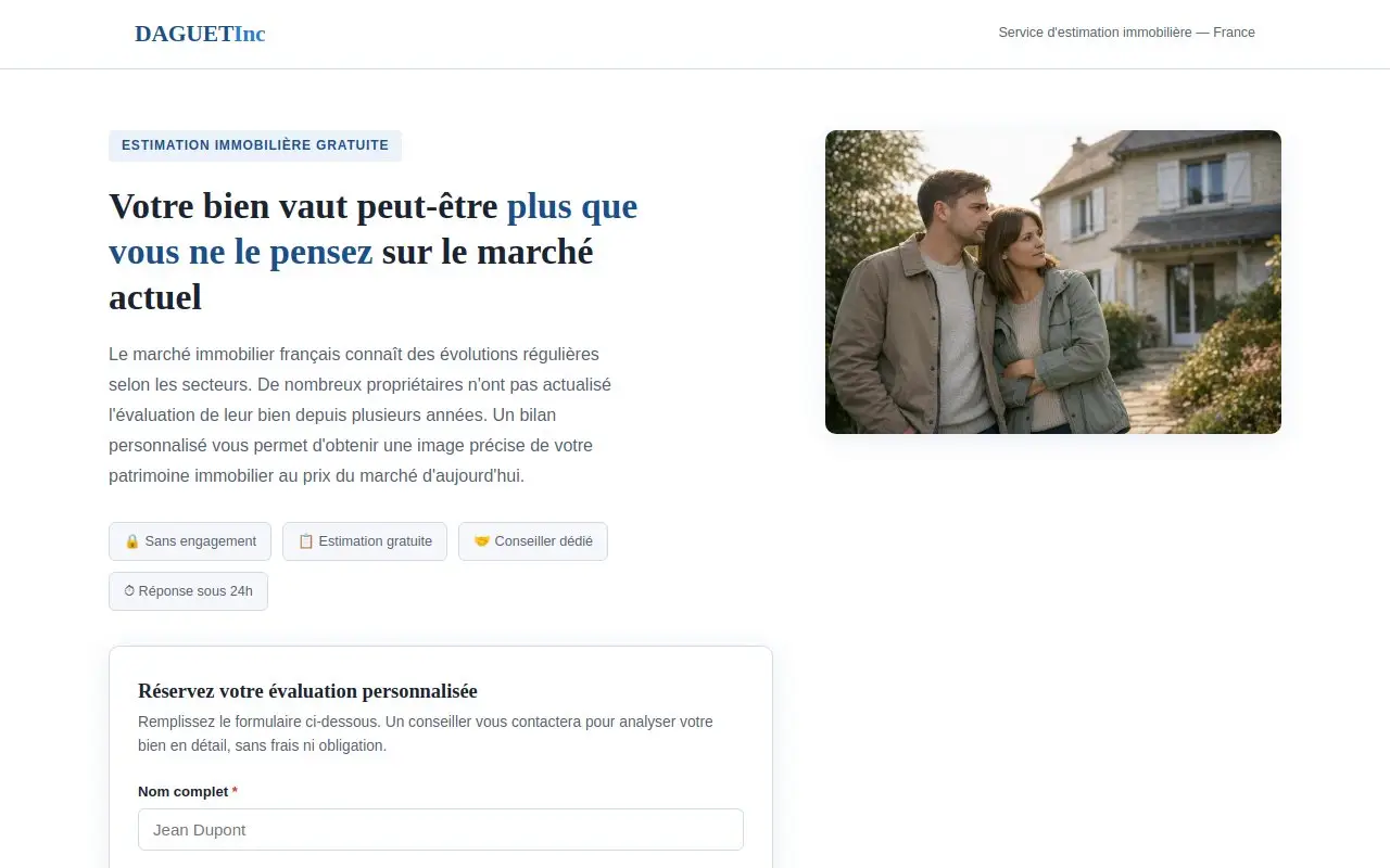 Landing page screenshot