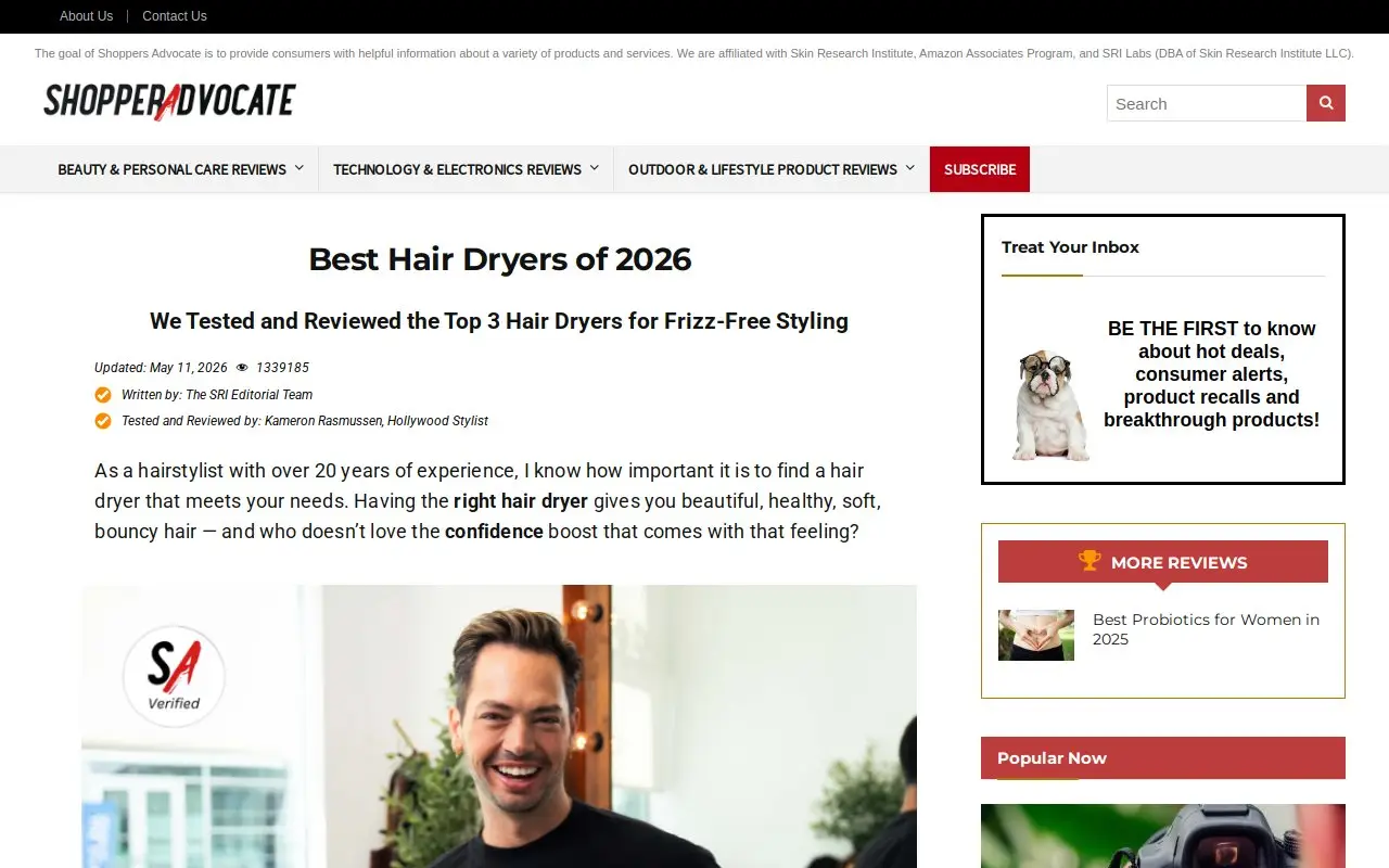 Landing page screenshot