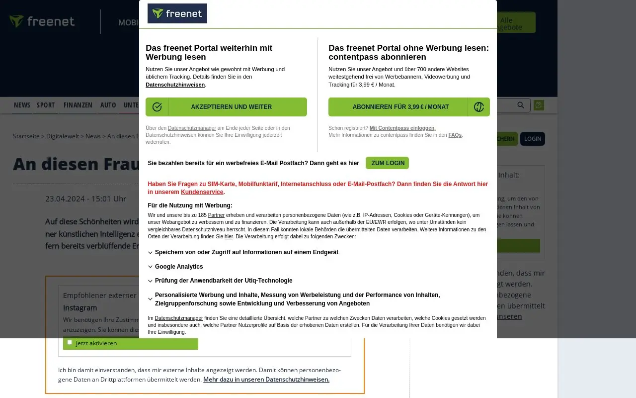Landing page screenshot