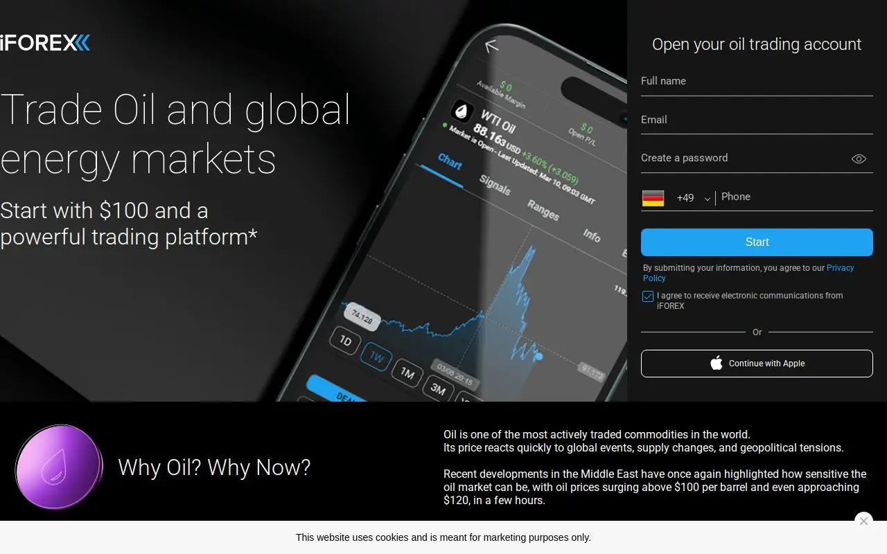 Landing page screenshot