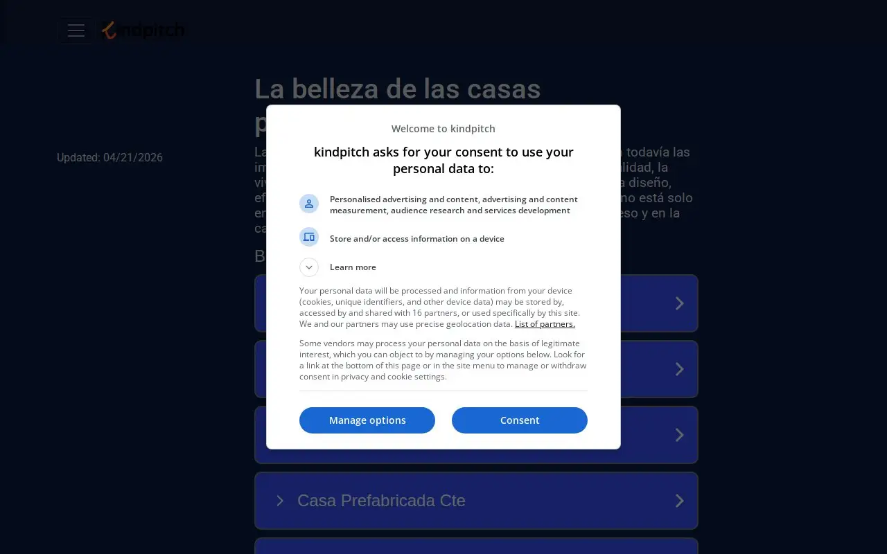 Landing page screenshot