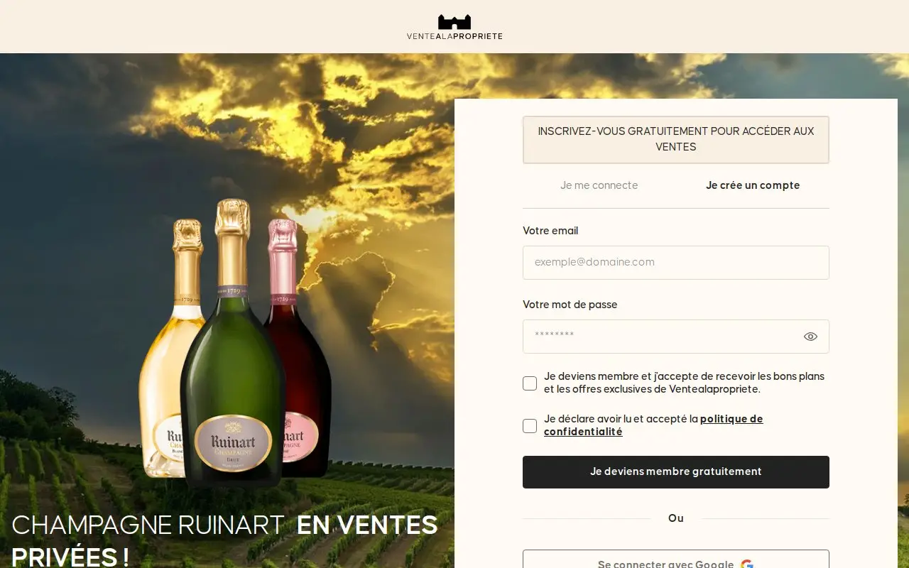 Landing page screenshot