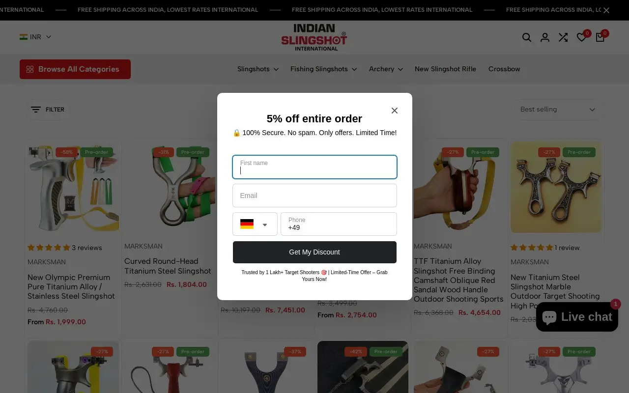 Landing page screenshot