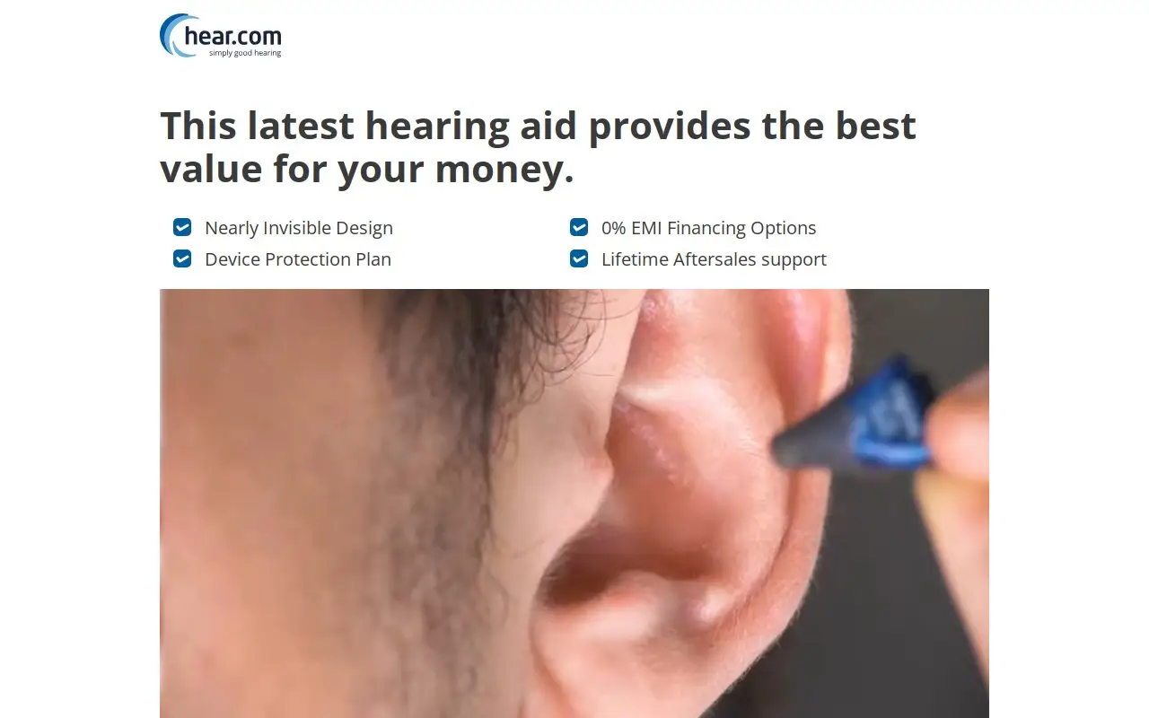 Landing page screenshot
