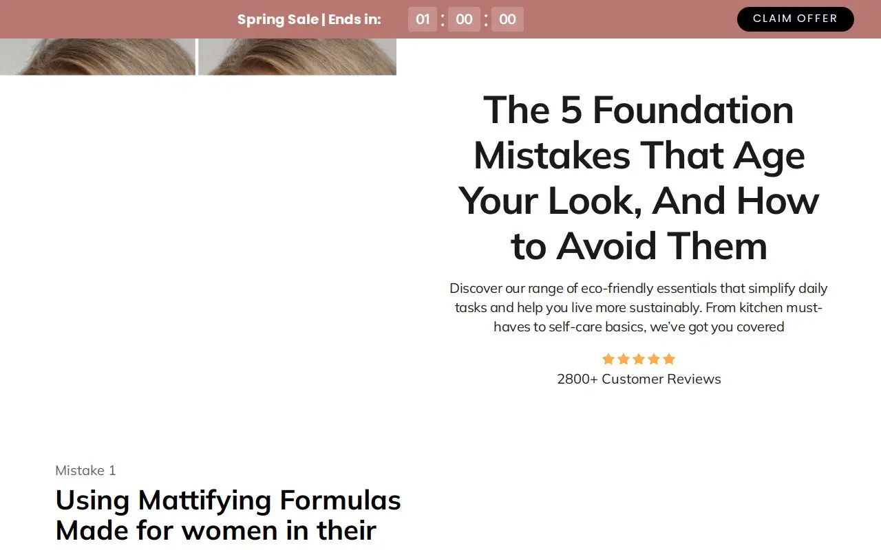 Landing page screenshot