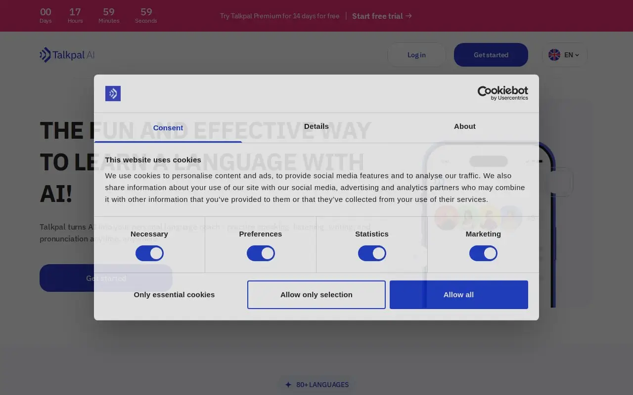Landing page screenshot