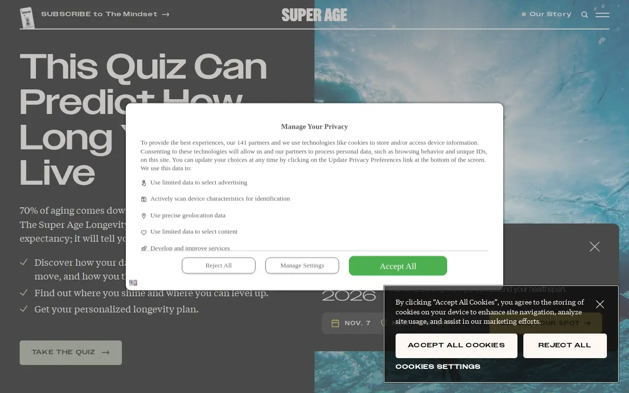 Landing page screenshot