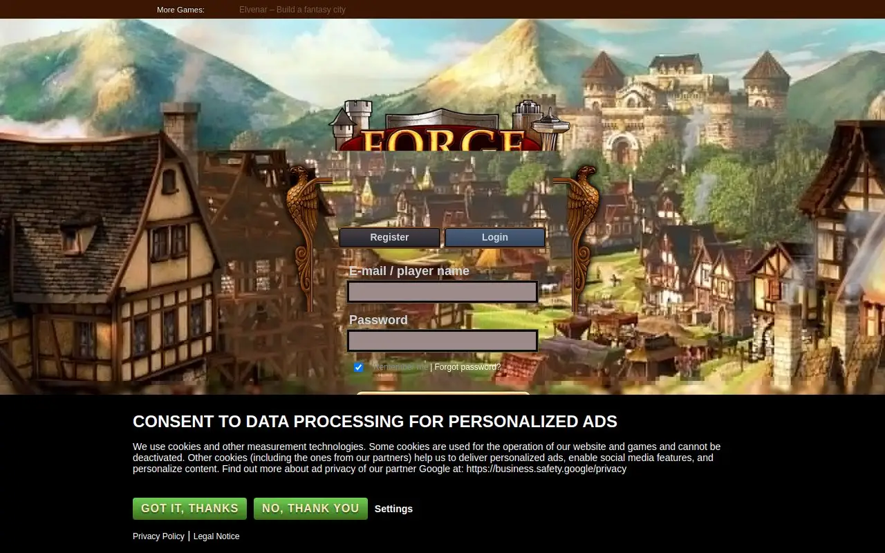 Landing page screenshot