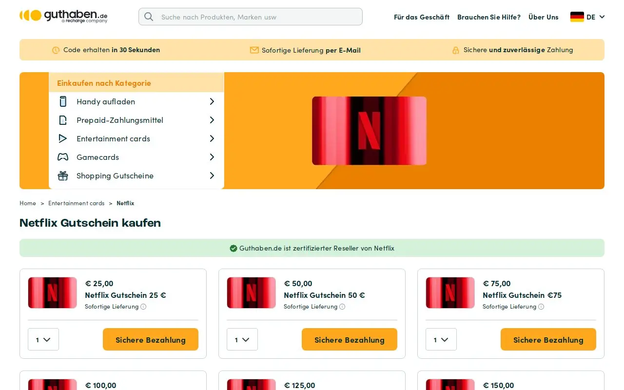 Landing page screenshot