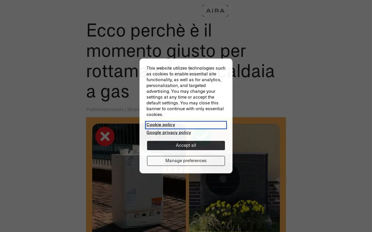 Landing page screenshot