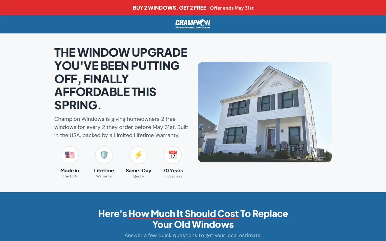 Landing page screenshot