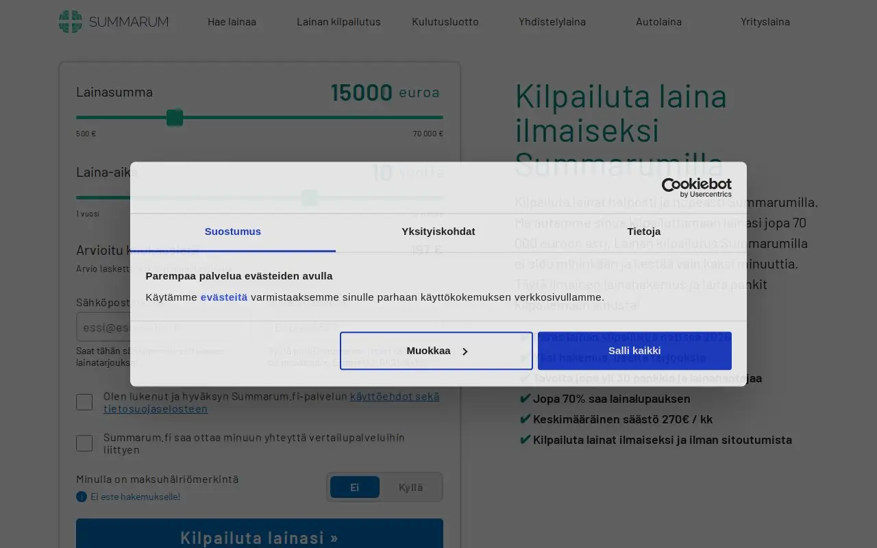 Landing page screenshot