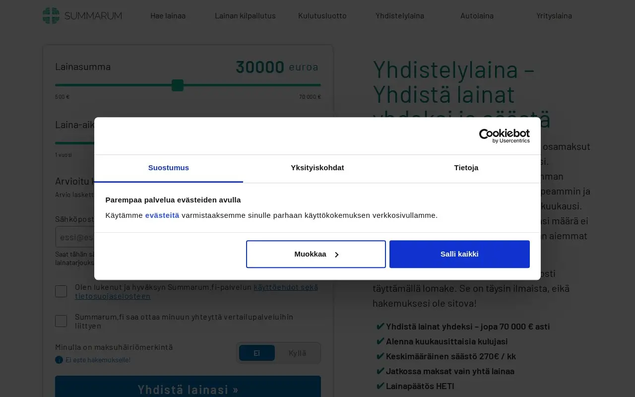 Landing page screenshot