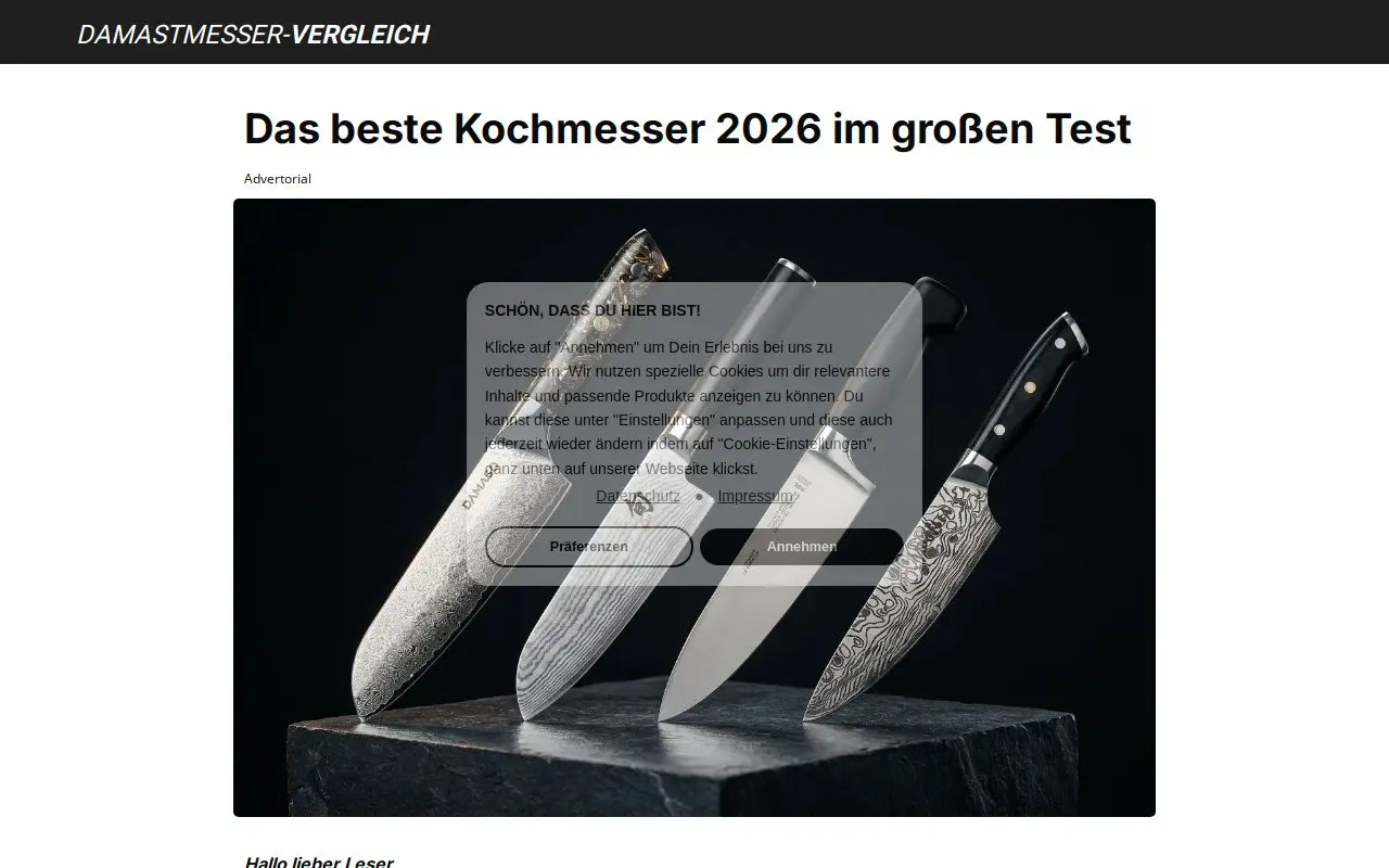 Landing page screenshot