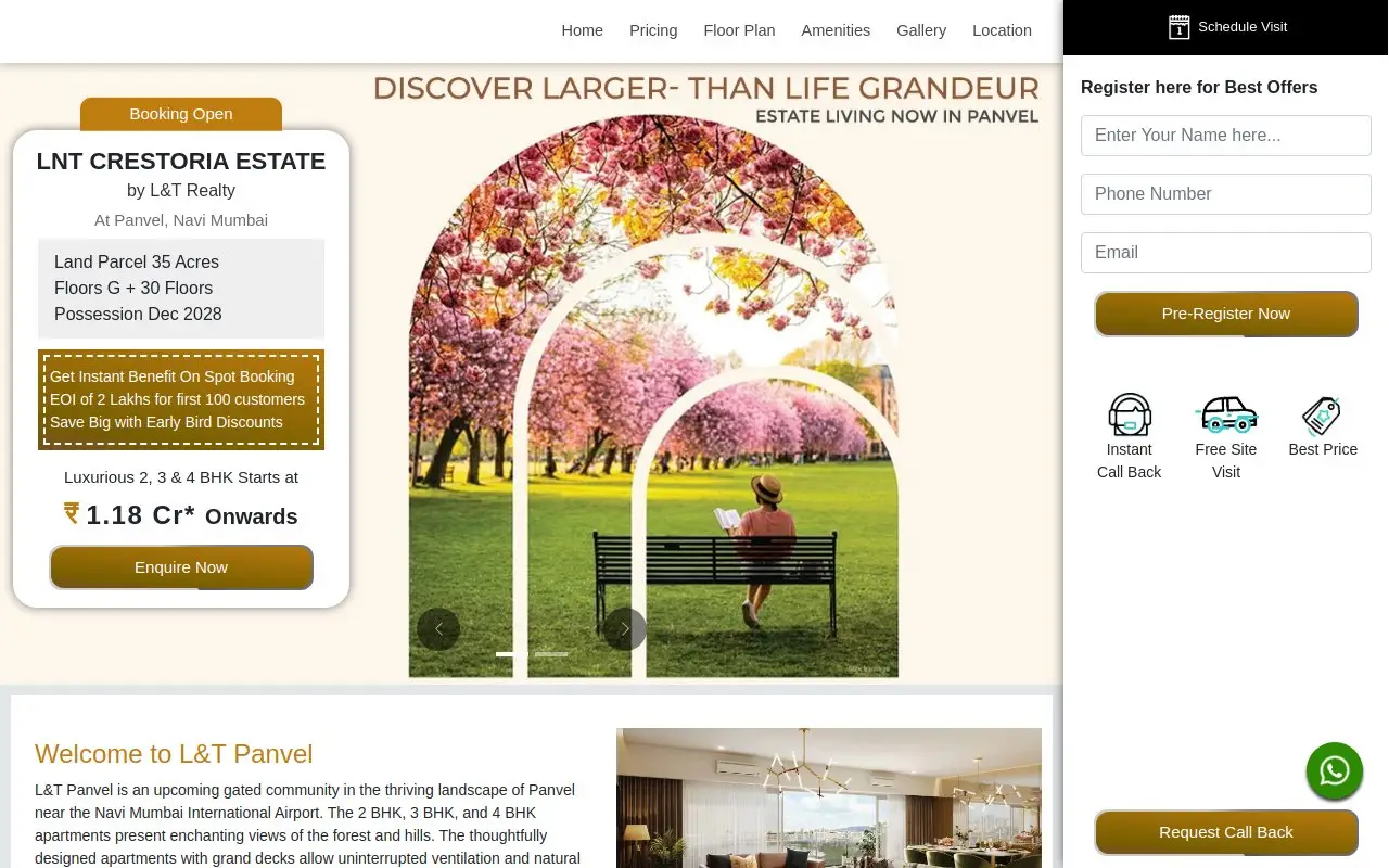 Landing page screenshot
