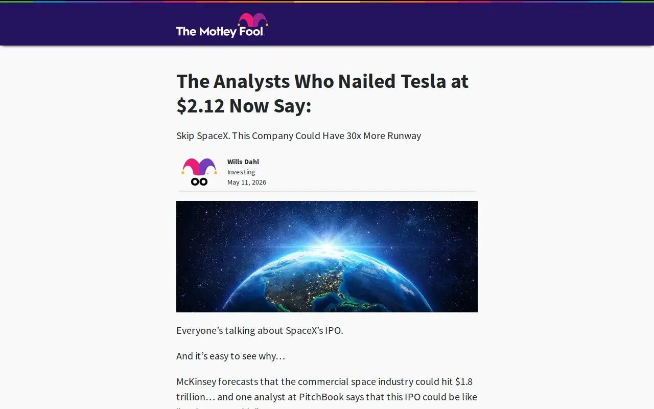 Landing page screenshot