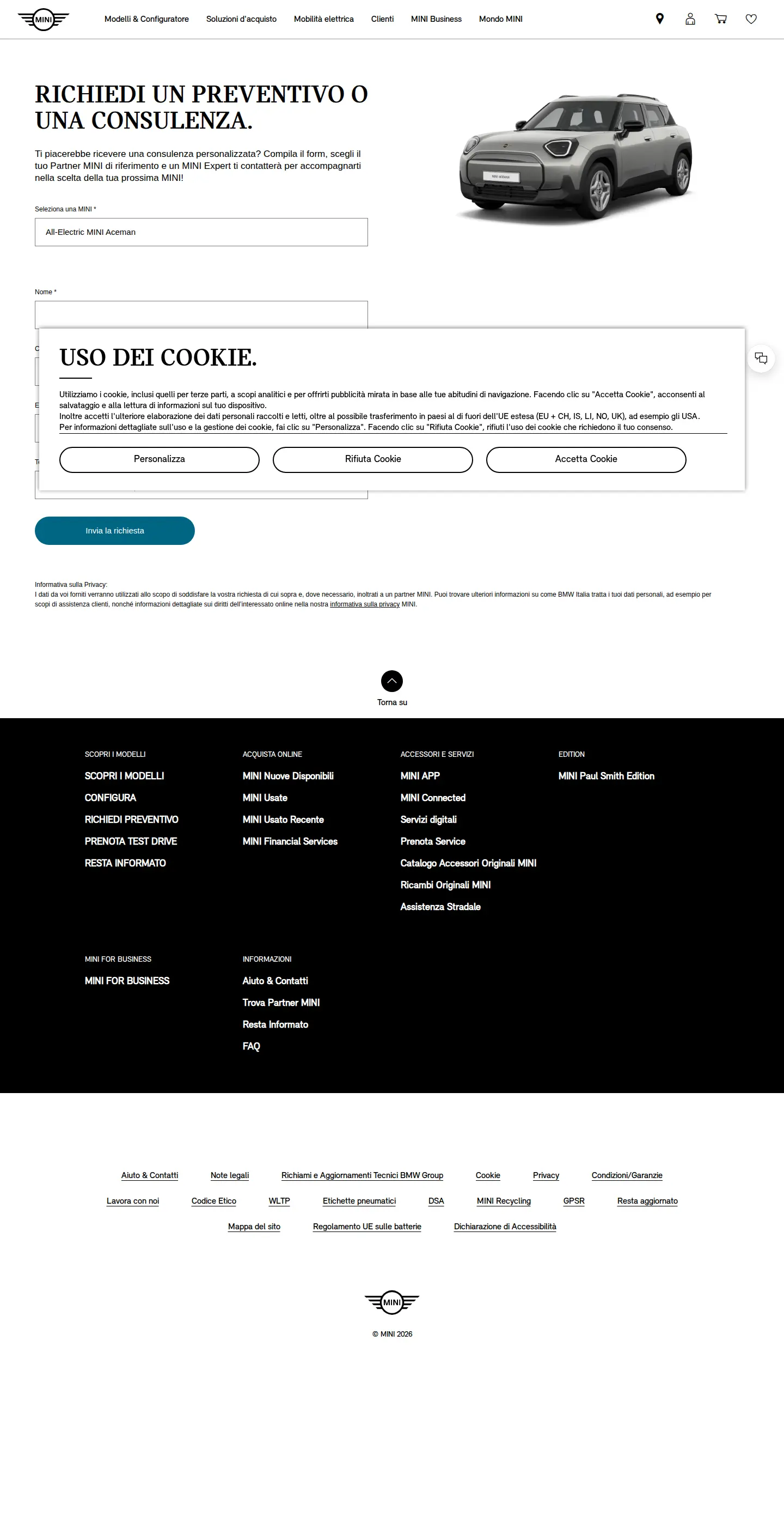 Landing page screenshot