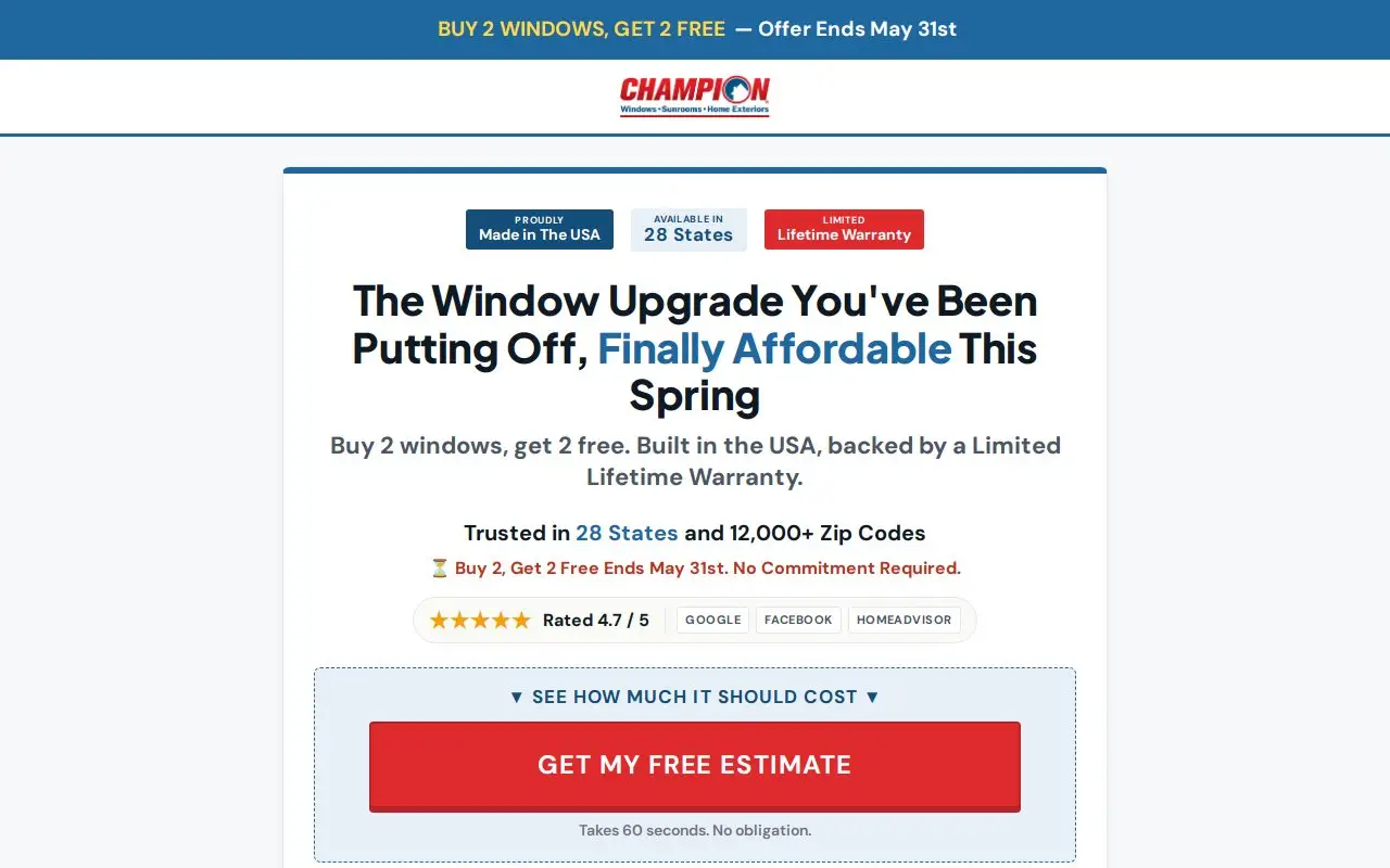 Landing page screenshot