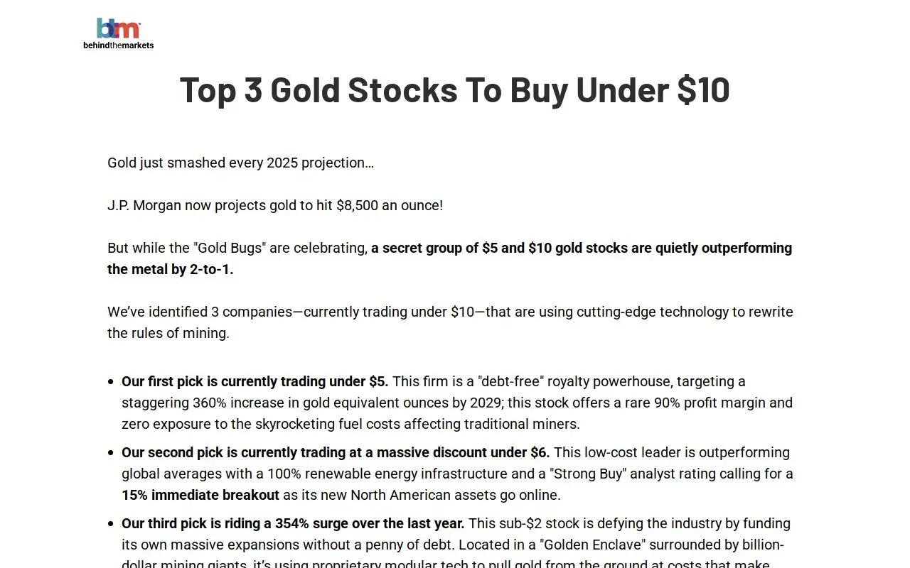 Landing page screenshot