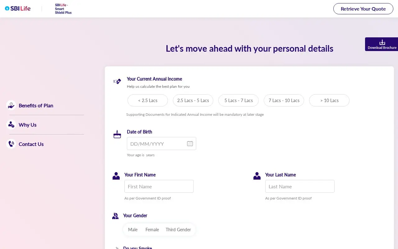 Landing page screenshot