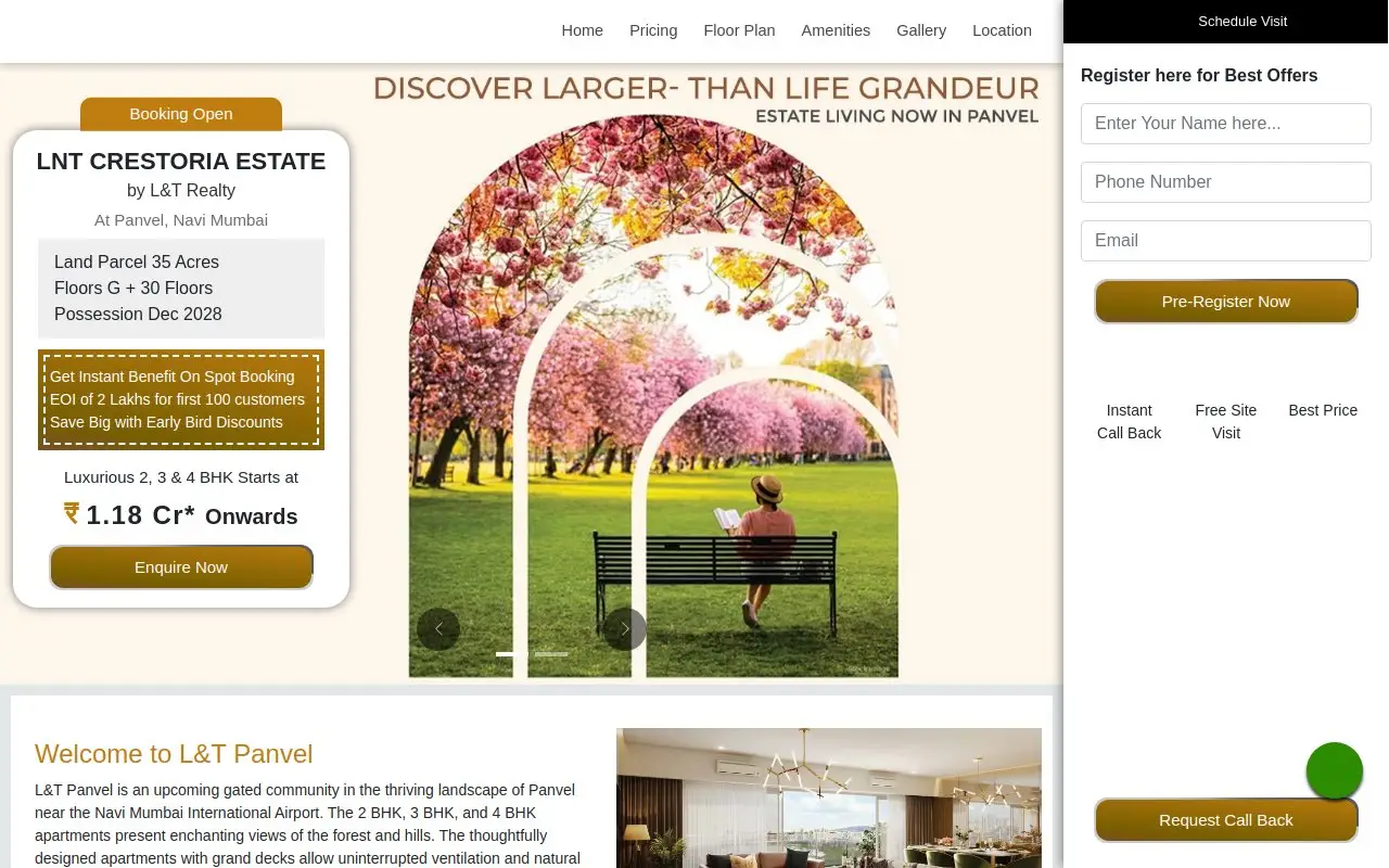 Landing page screenshot