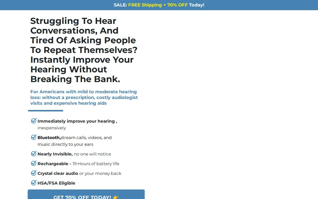 Landing page screenshot