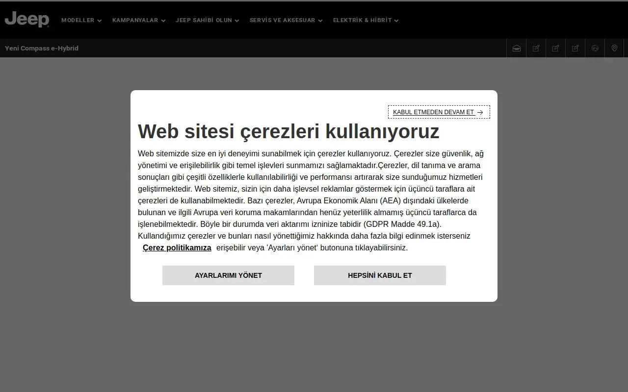 Landing page screenshot