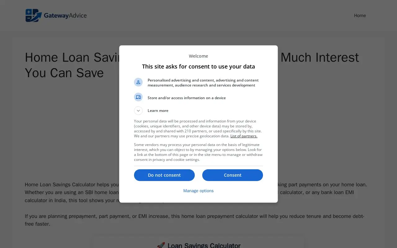 Landing page screenshot