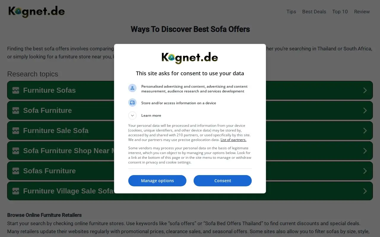 Landing page screenshot