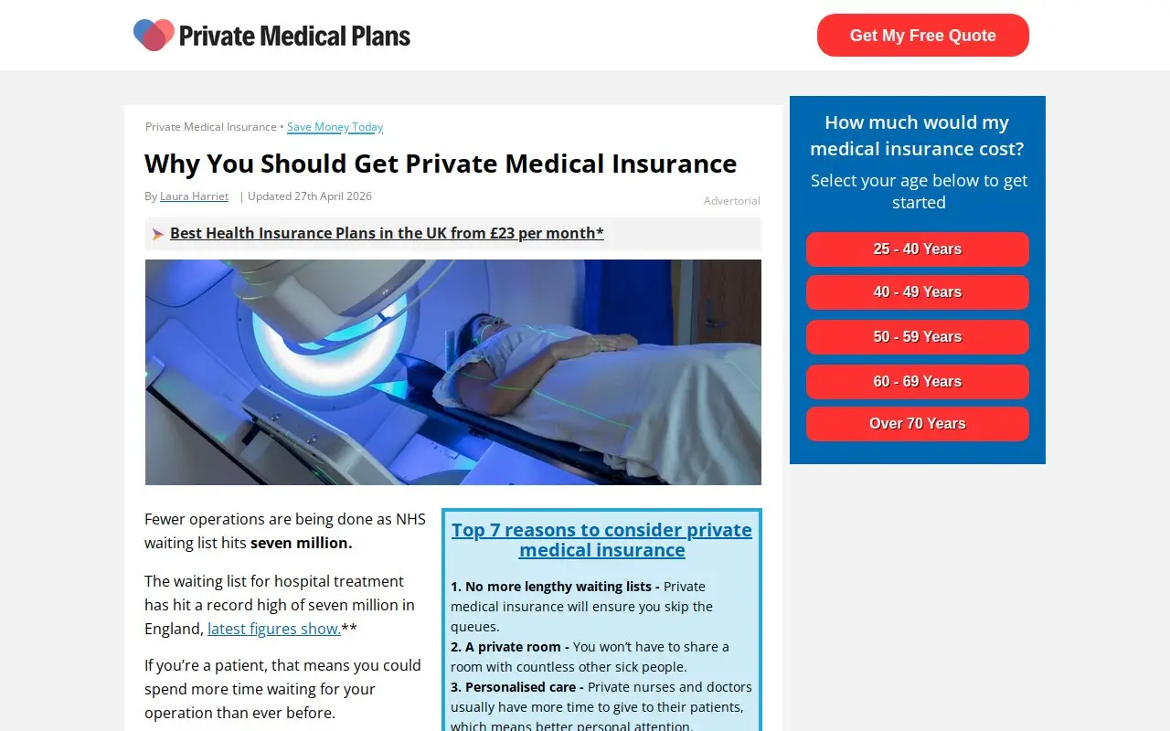 Landing page screenshot