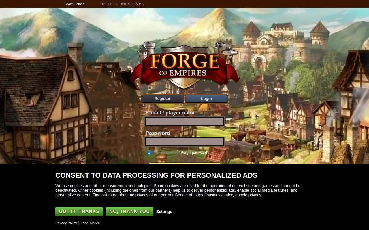 Landing page screenshot