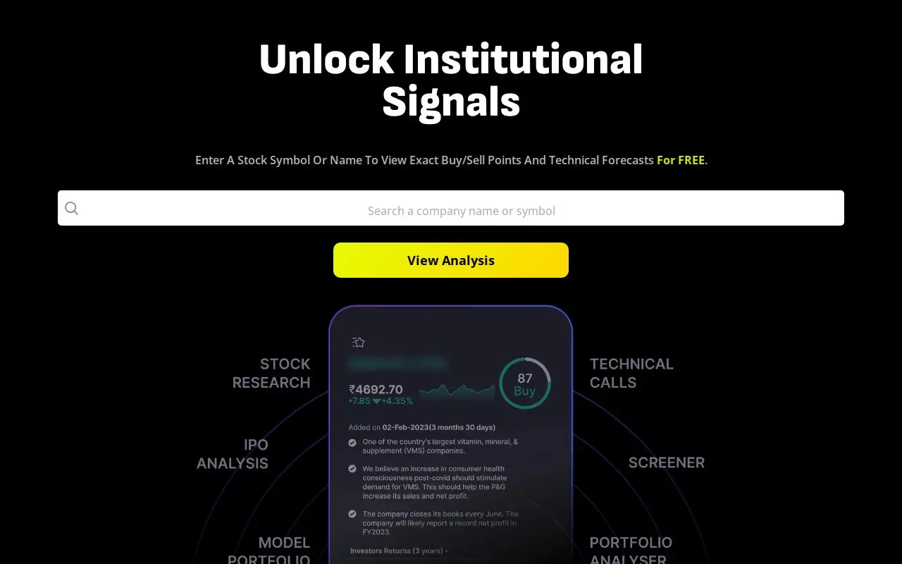 Landing page screenshot