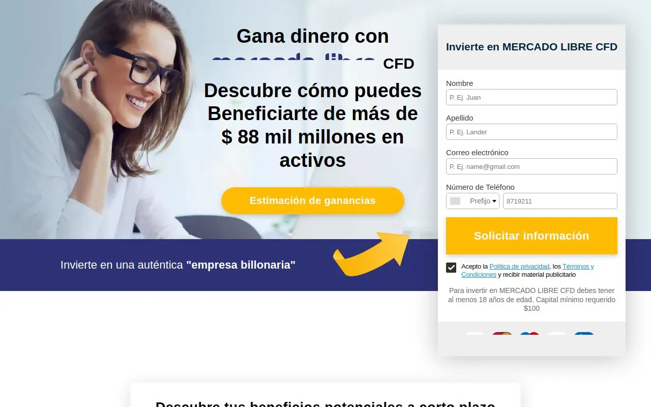 Landing page screenshot