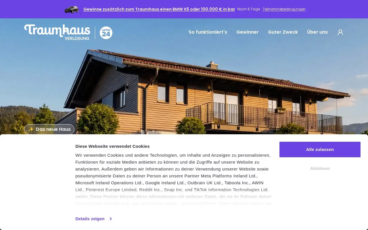 Landing page screenshot
