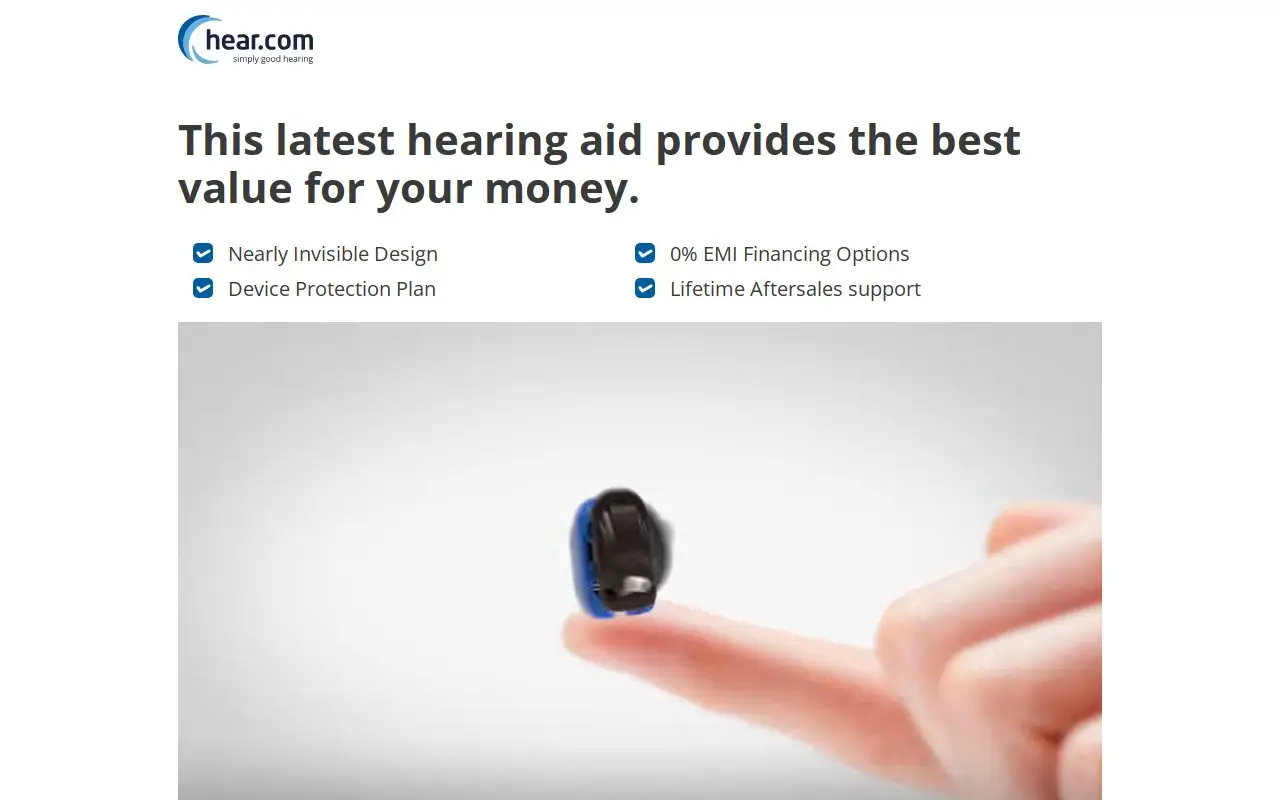 Landing page screenshot