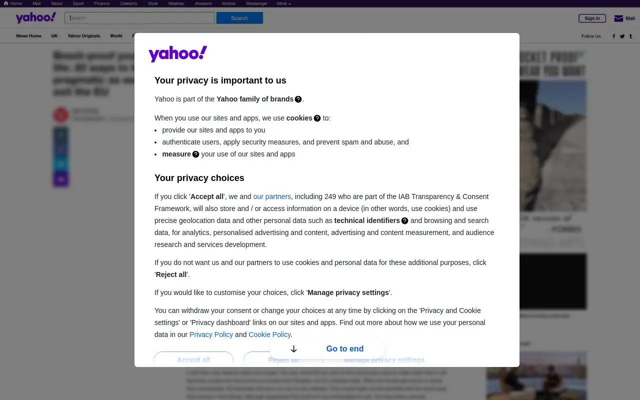 Landing page screenshot