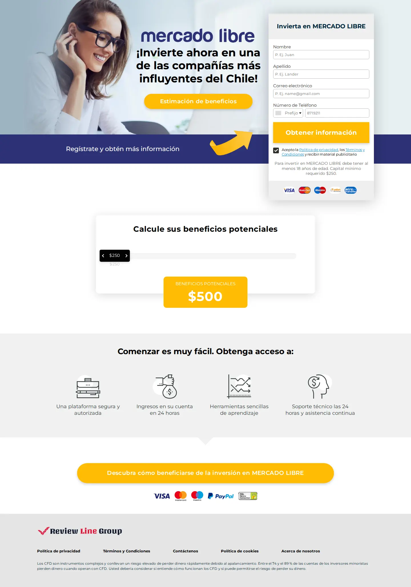 Landing page screenshot