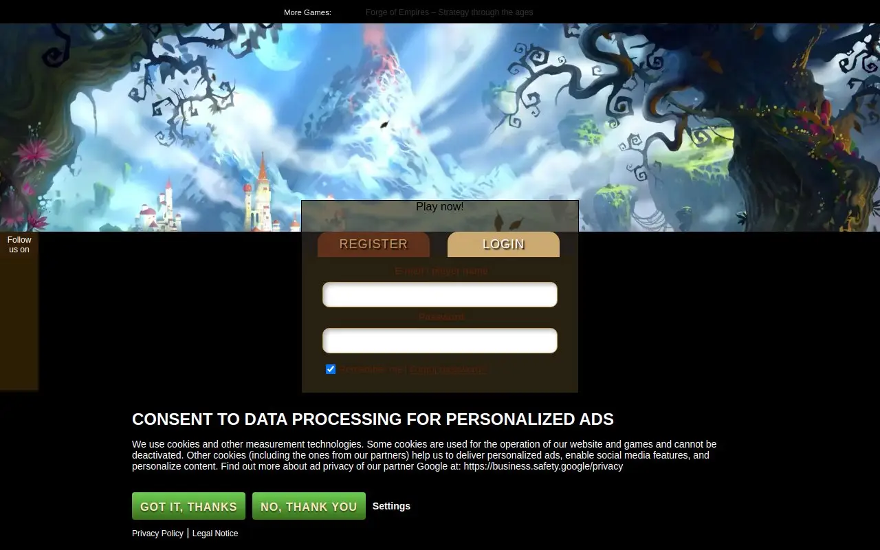 Landing page screenshot