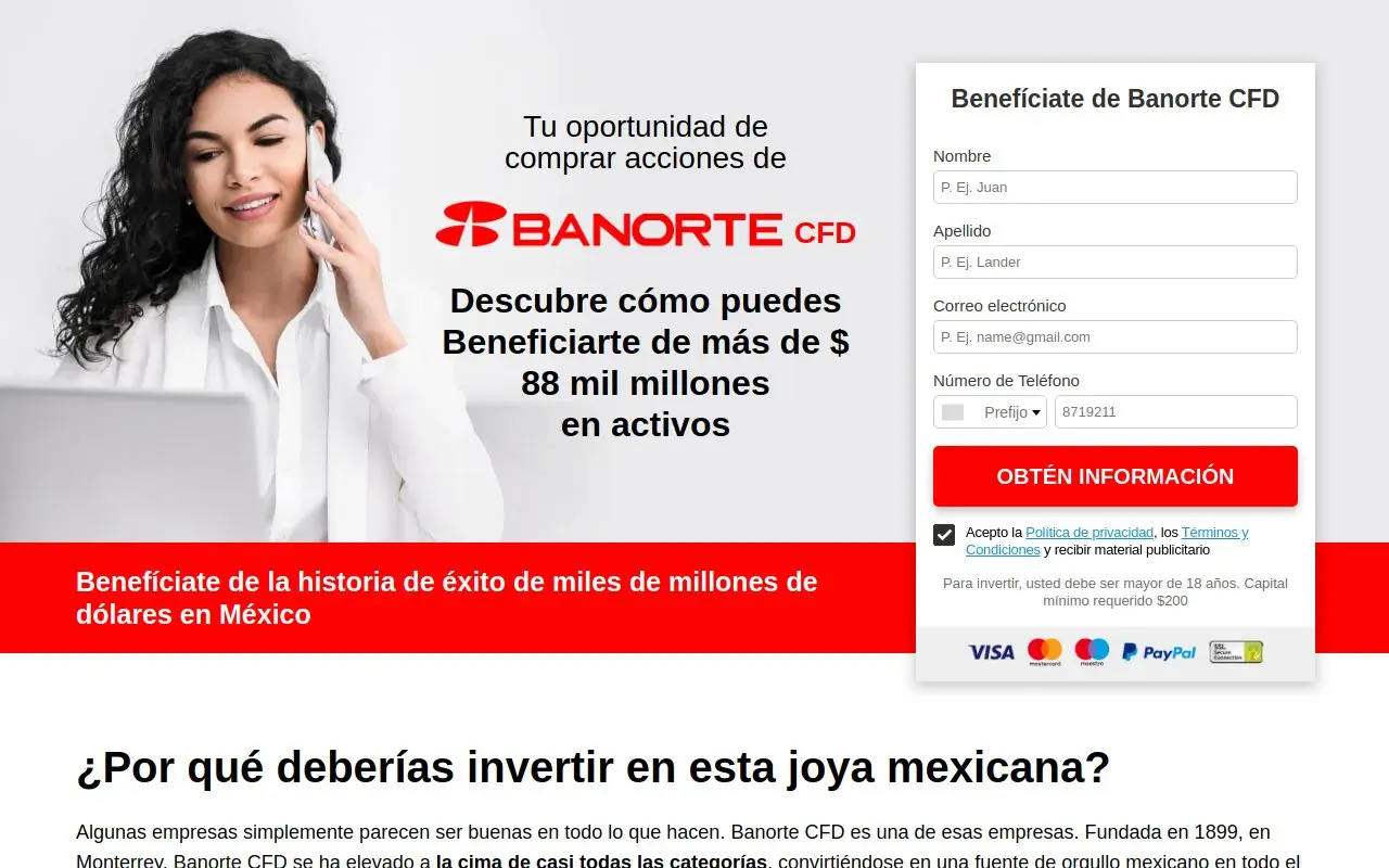 Landing page screenshot