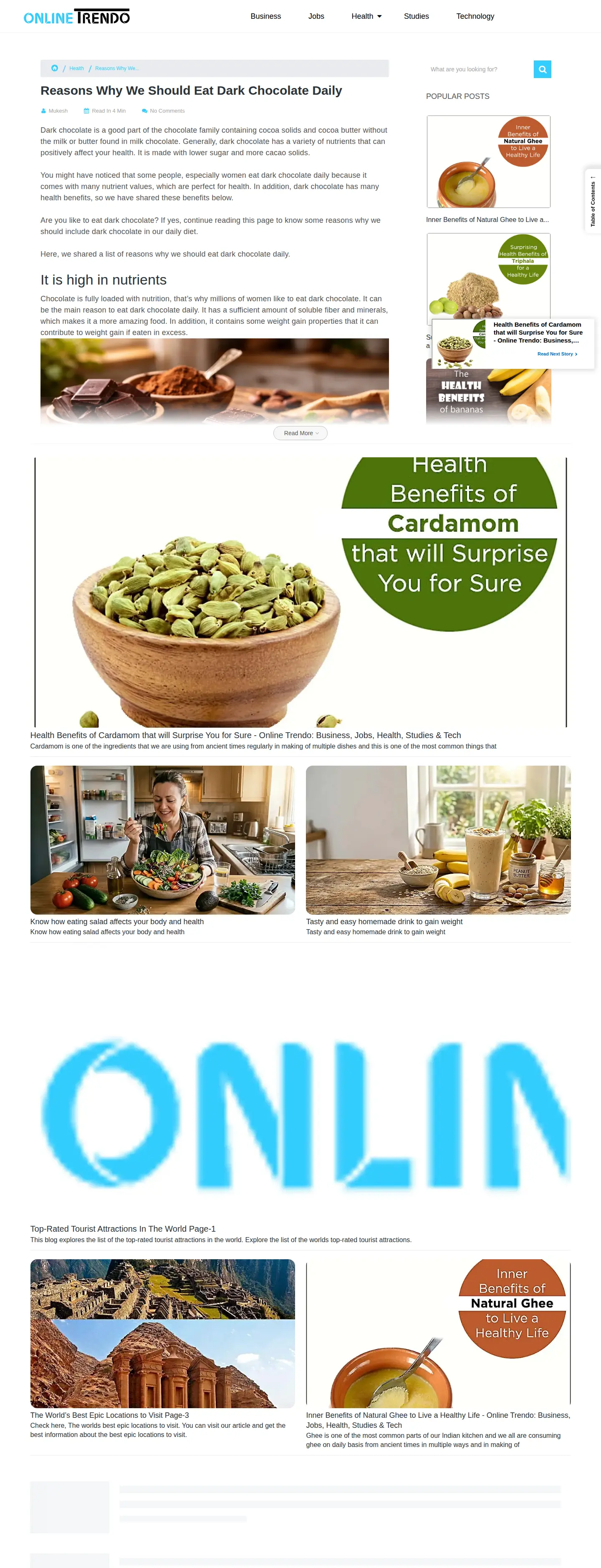 Landing page screenshot