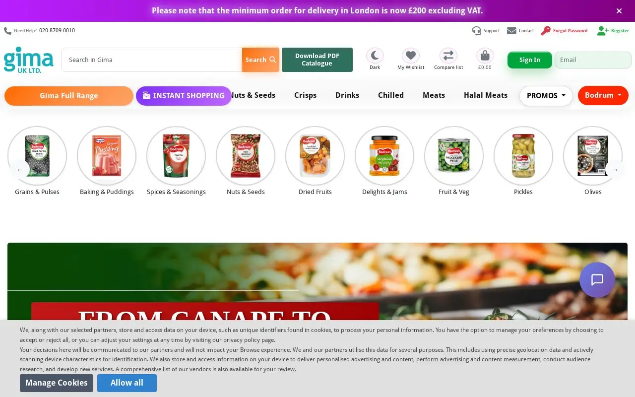 Landing page screenshot