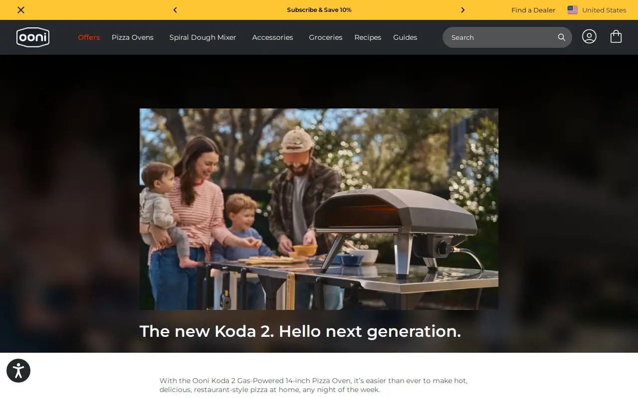 Landing page screenshot