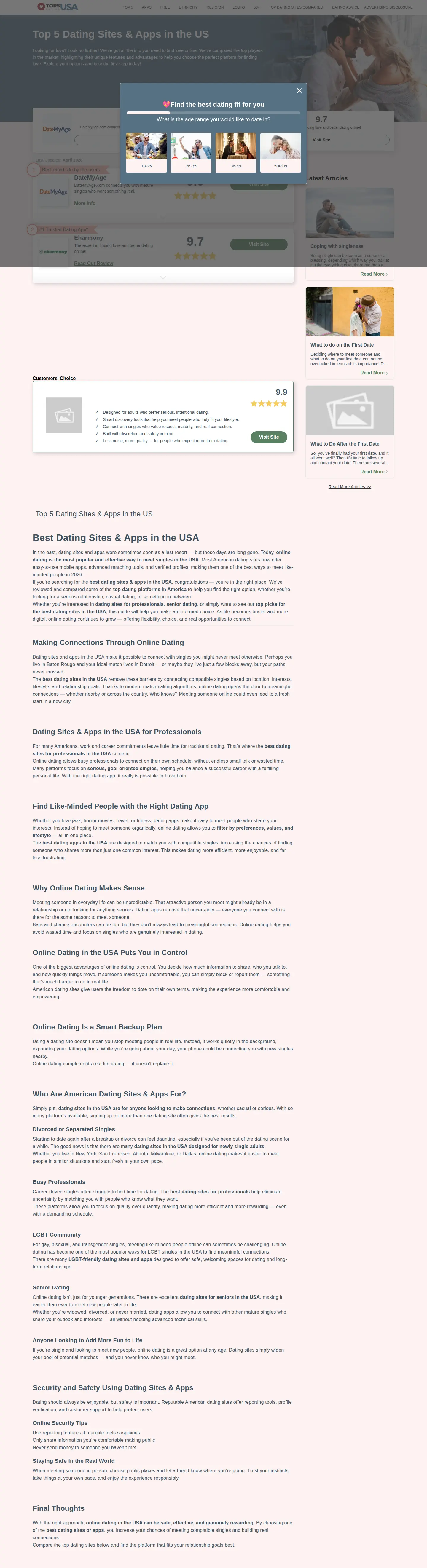 Landing page screenshot