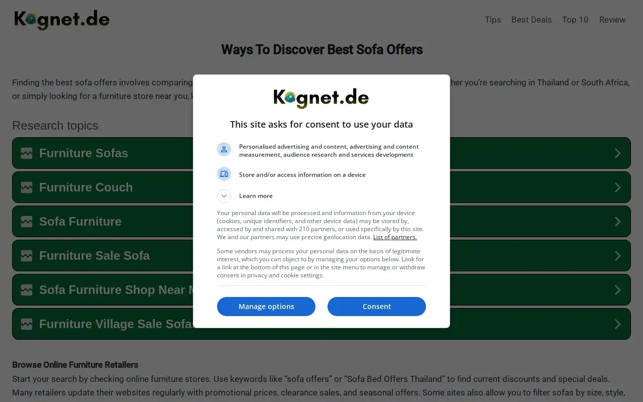 Landing page screenshot